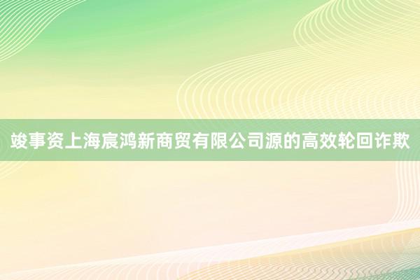 竣事资上海宸鸿新商贸有限公司源的高效轮回诈欺